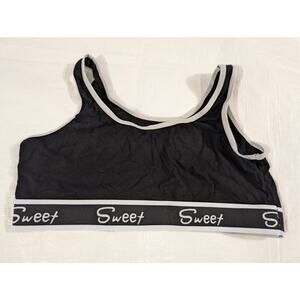 Plus Size XL Lingerie Sweet Bra Bralette Black Grey Crop‎ Top Light Weight Sleep